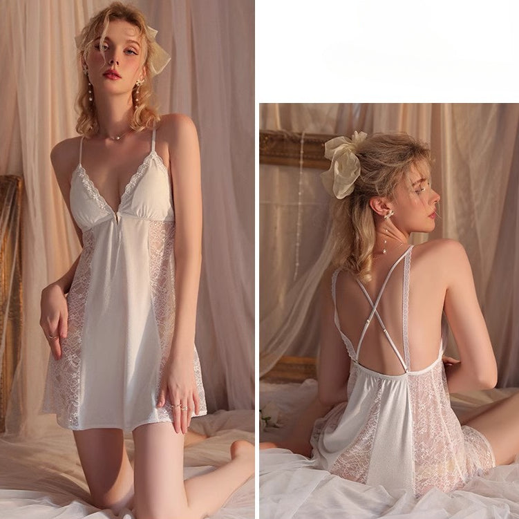 Sexy Velvet Backless Slip Nightgown.