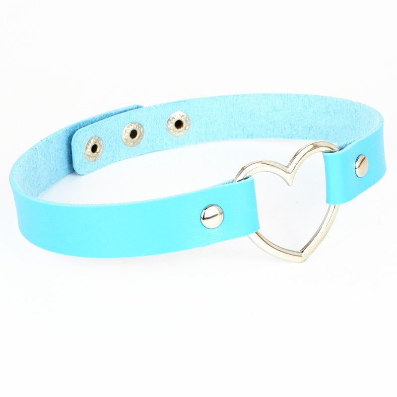 Heart Leather Studded Choker