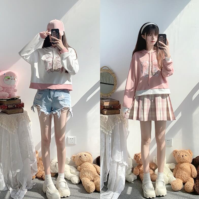 Sweet Bunny Cake Short Hoodie