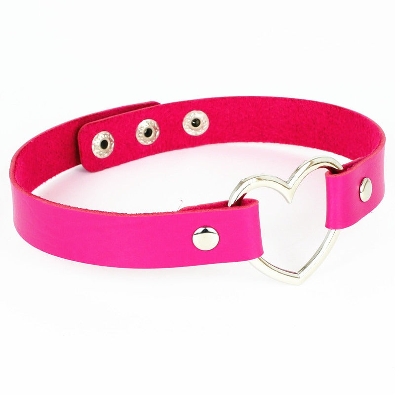 Heart Leather Studded Choker