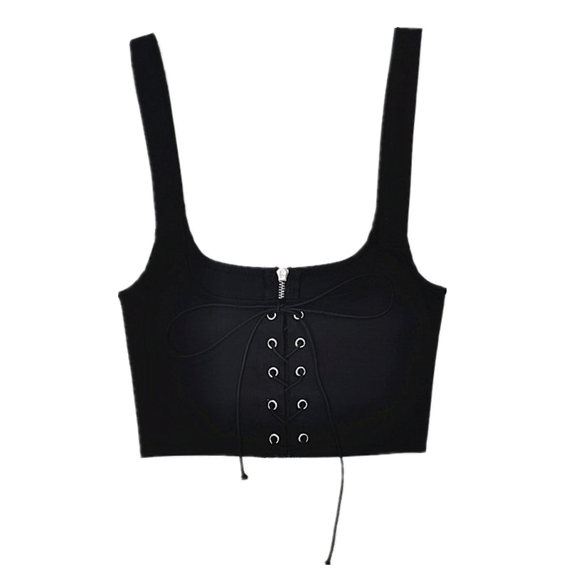 Black Strappy Shaping Femboy Vest