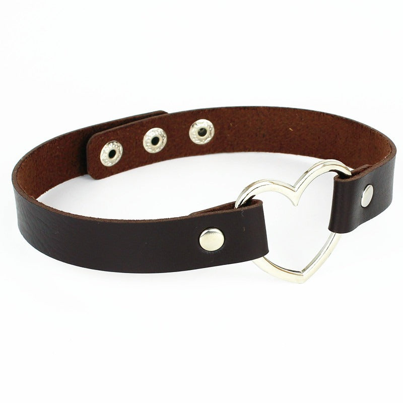 Heart Leather Studded Choker