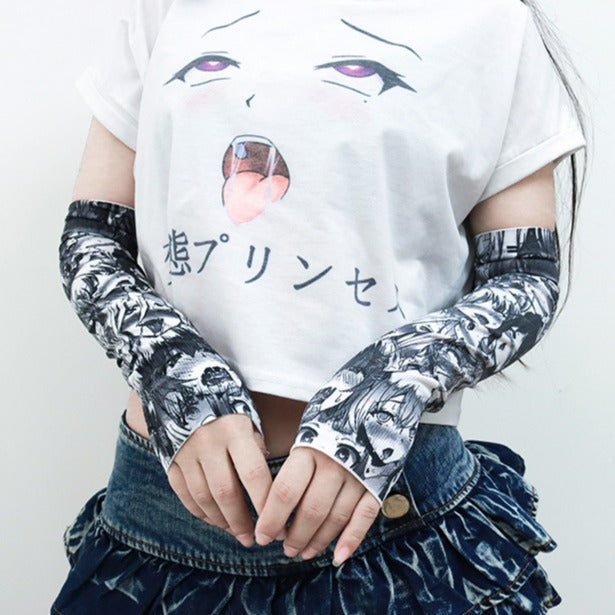 Ahegao Face Anime Arm Warmers