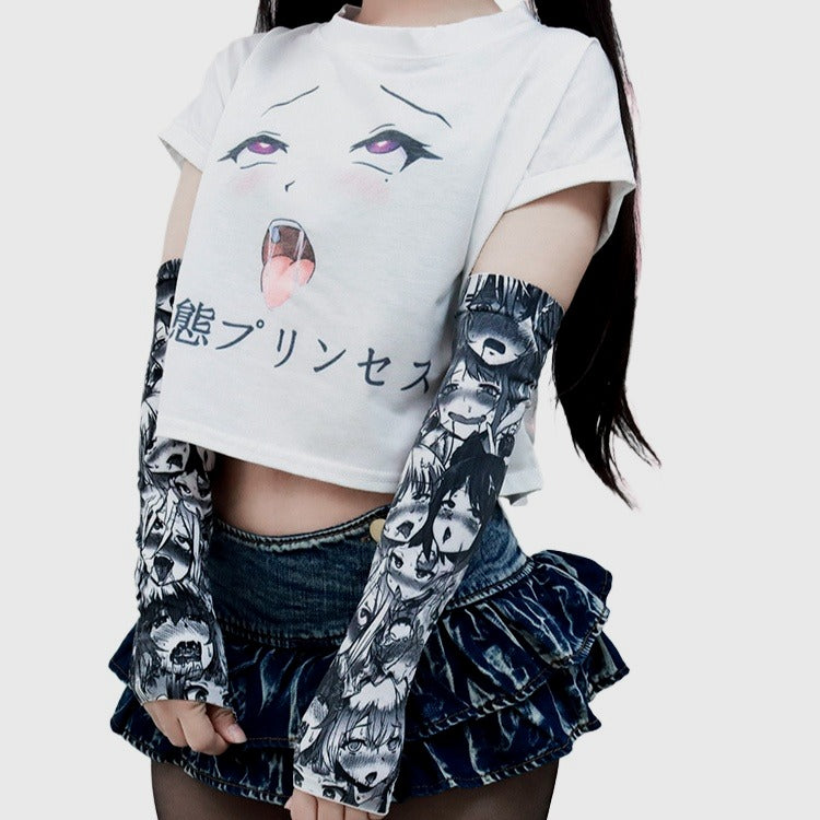 Ahegao Face Anime Arm Warmers