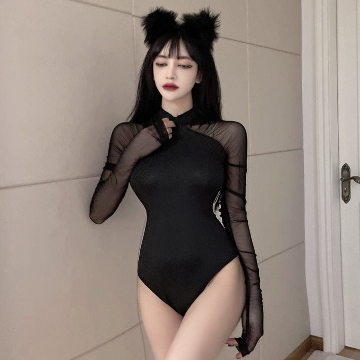 Black Mesh Leotard