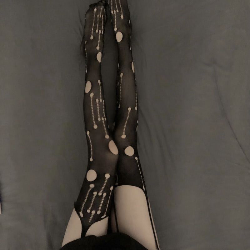 Black Sexy Ripped Hollow Pantyhose