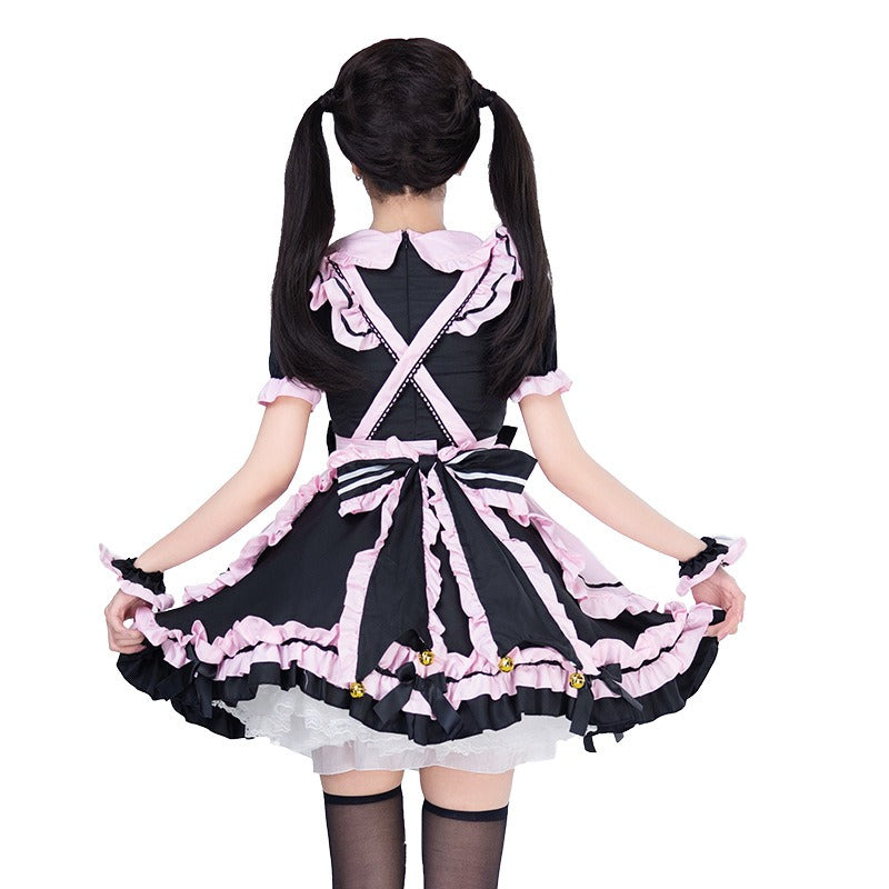 Black and Pink Lolita Maid Dress Set