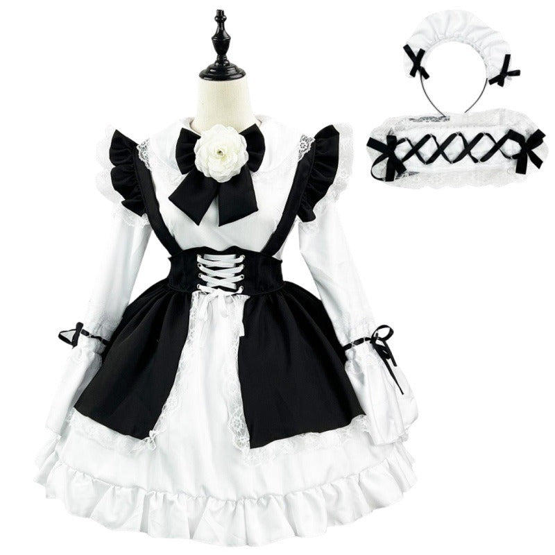 Black and White Japanese Maid Dress Set
