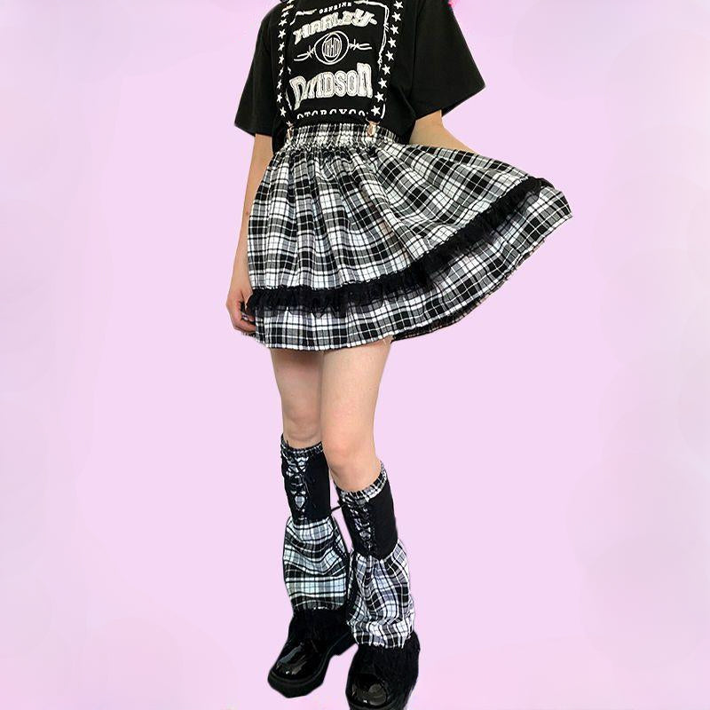 Black and White Plaid Skirt