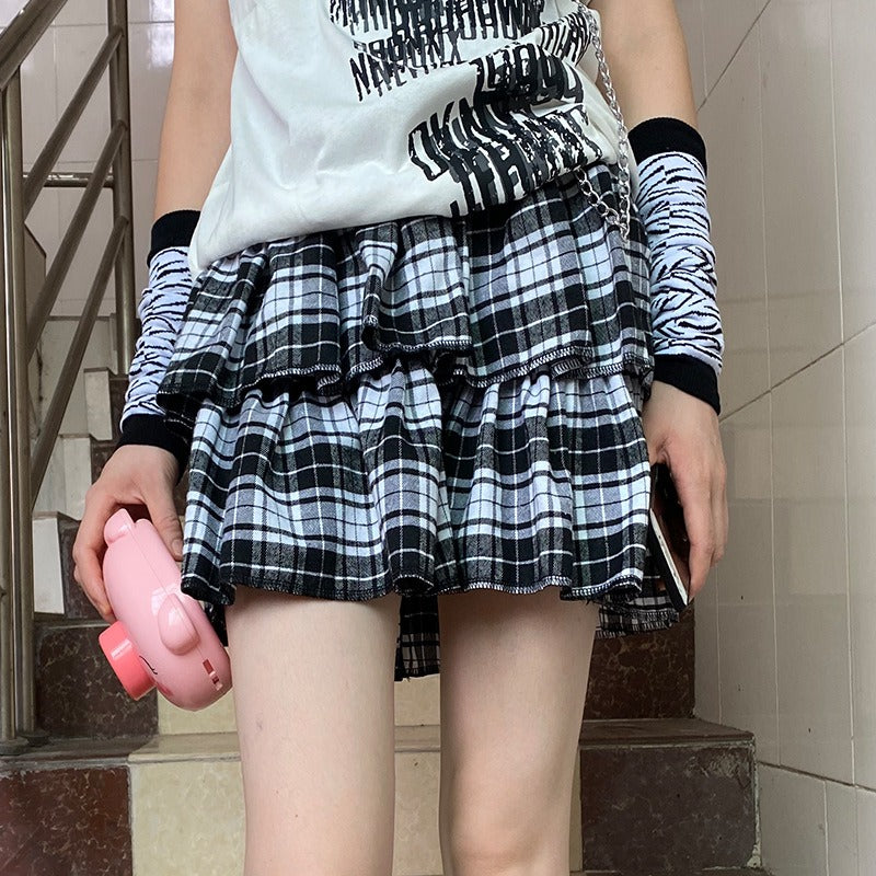 Gothic Tiered Plaid Skirt