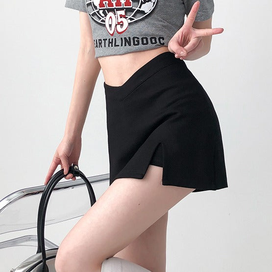 Black Split Irregular Miniskirt