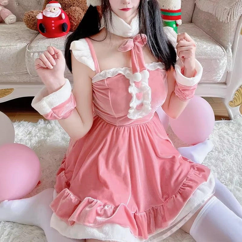 Christmas Bunny Velvet Dress