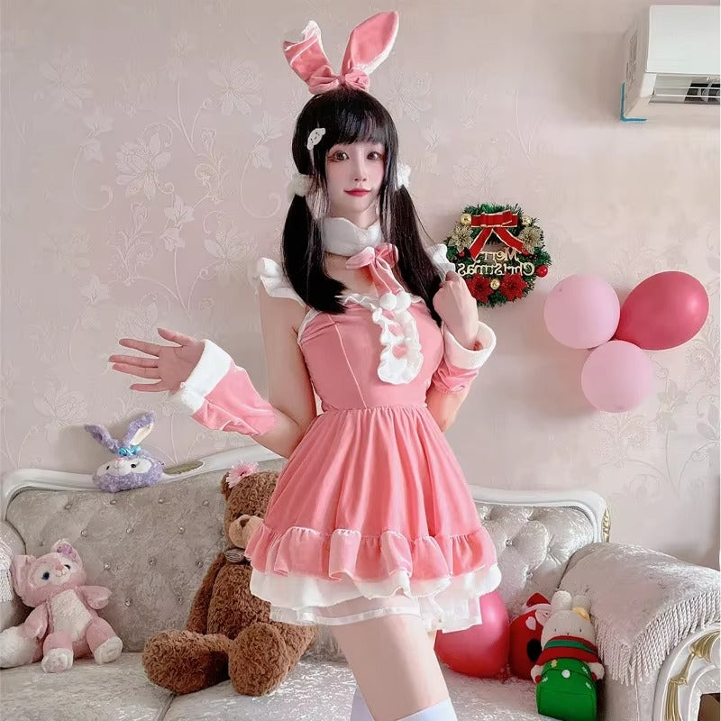 Christmas Bunny Velvet Dress