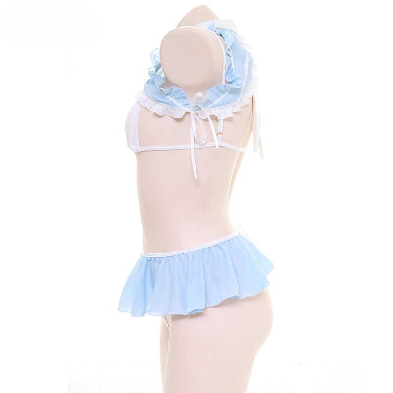 Bunny Maid Chiffon Bikini Lingerie Set