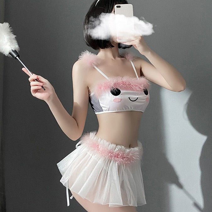 Cat Gauze Femboy Skirt Lingerie Set