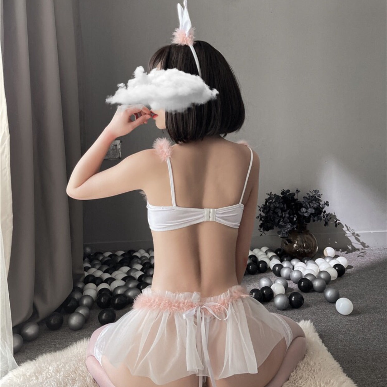 Cat Gauze Femboy Skirt Lingerie Set