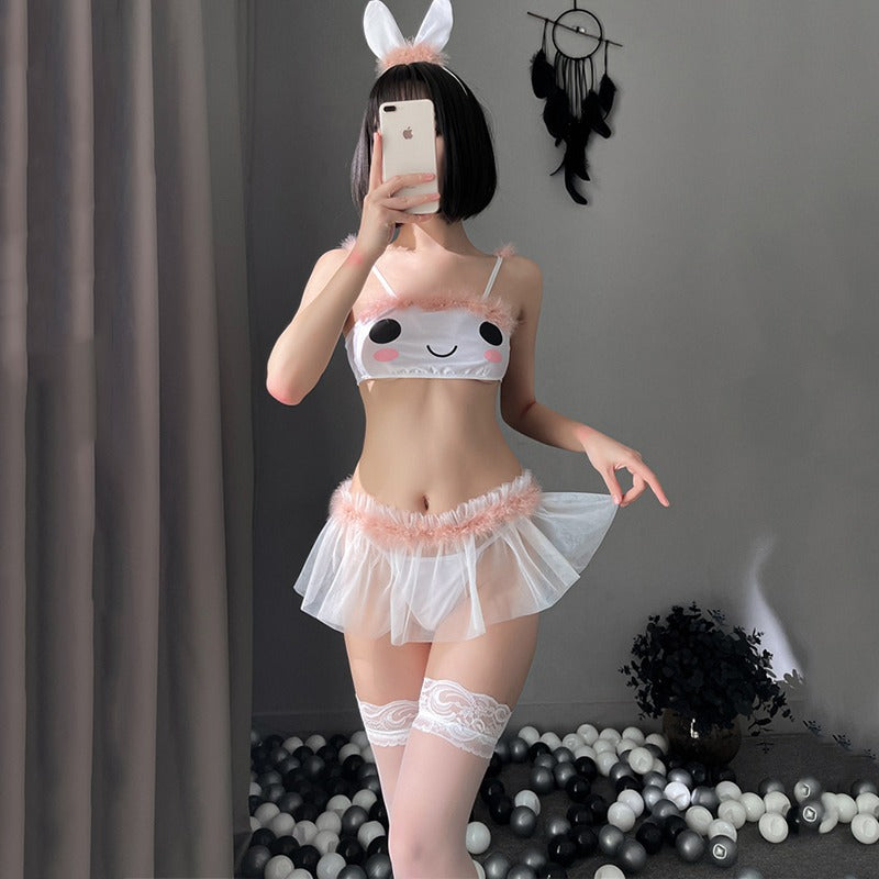 Cat Gauze Femboy Skirt Lingerie Set