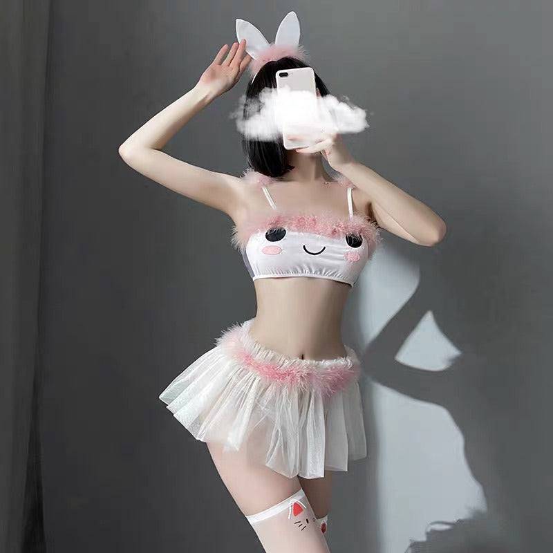 Cat Gauze Femboy Skirt Lingerie Set