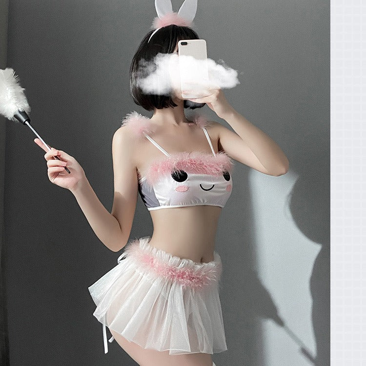 Cat Gauze Femboy Skirt Lingerie Set