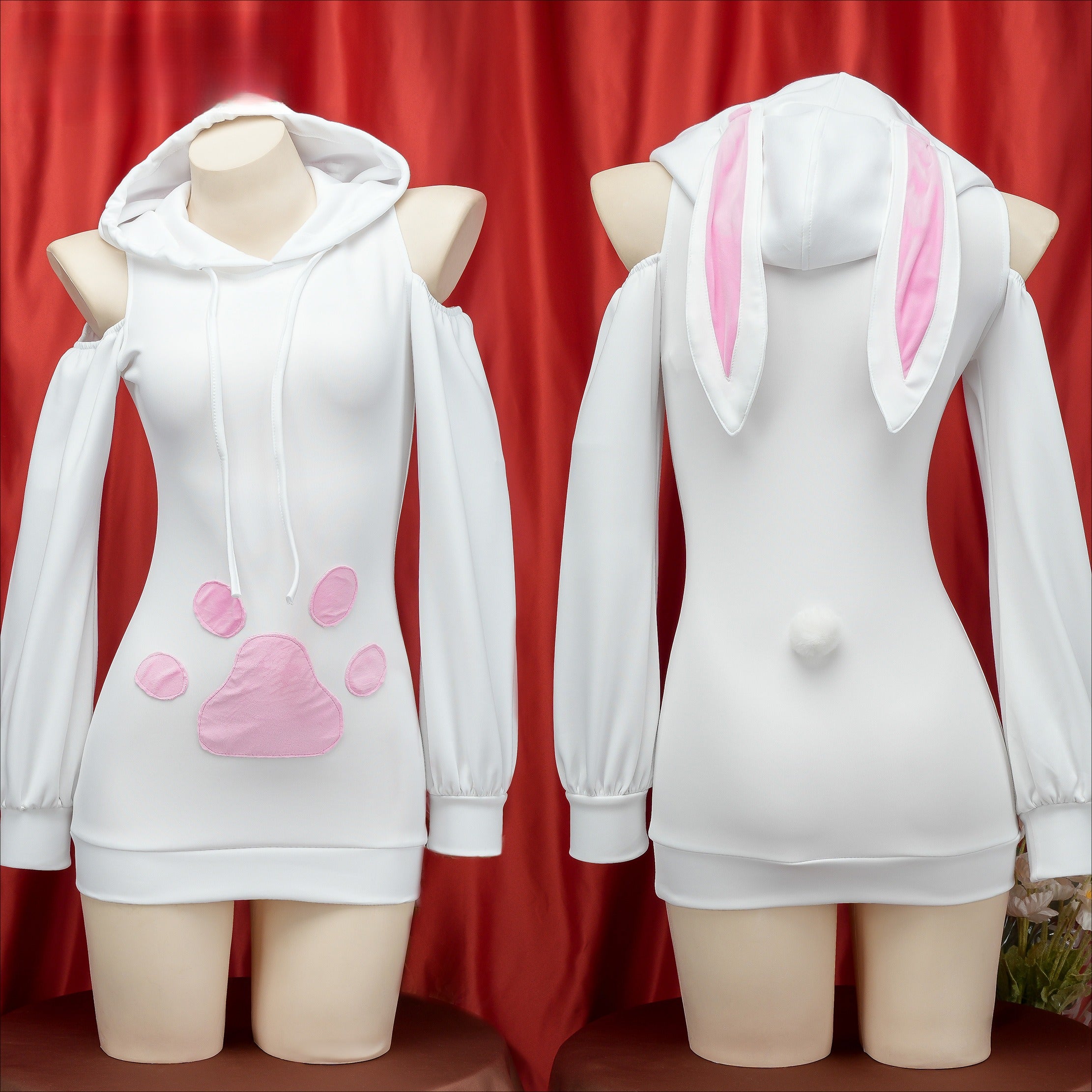 Cat Paw Bunny Pullover Hooded Dress