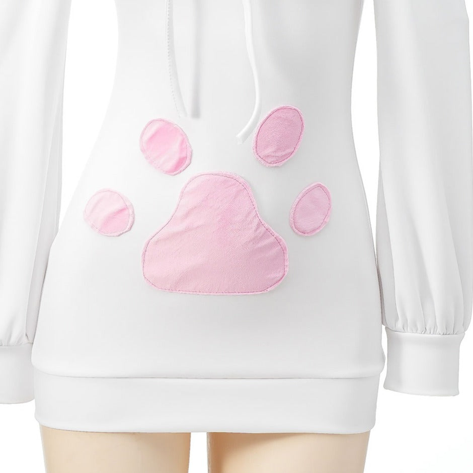 Cat Paw Bunny Pullover Hooded Dress