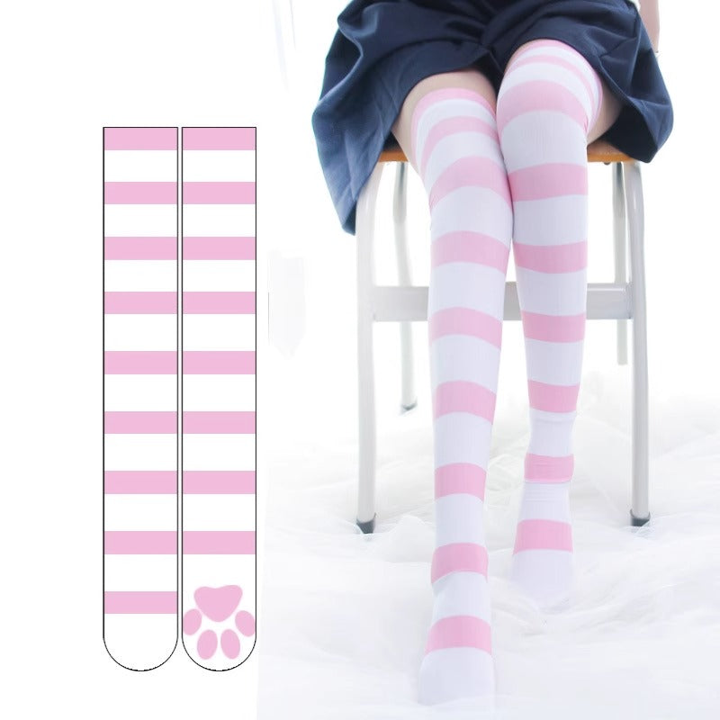 Cat Paw Striped Stockings