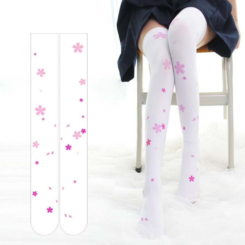 Cherry Blossom Striped Stockings