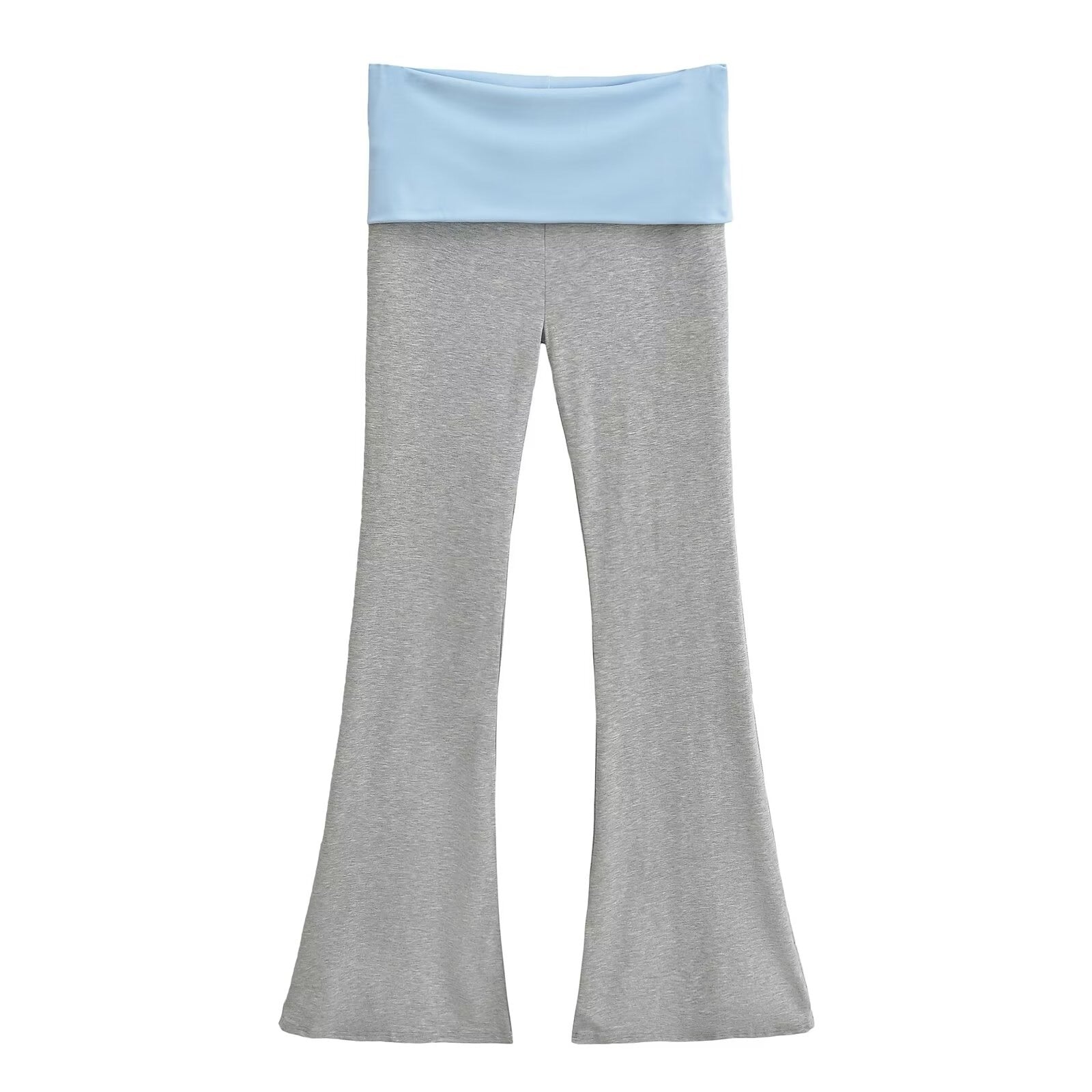 Contrast Color Cotton Flare Pants