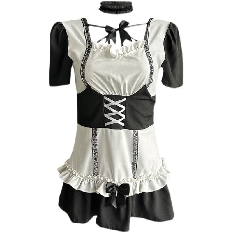 Cute Black and White Splicing Maid Dress