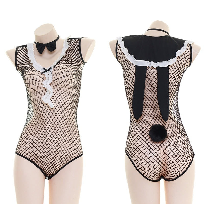 Fishnet Bunny Bodysuits Lingerie Set