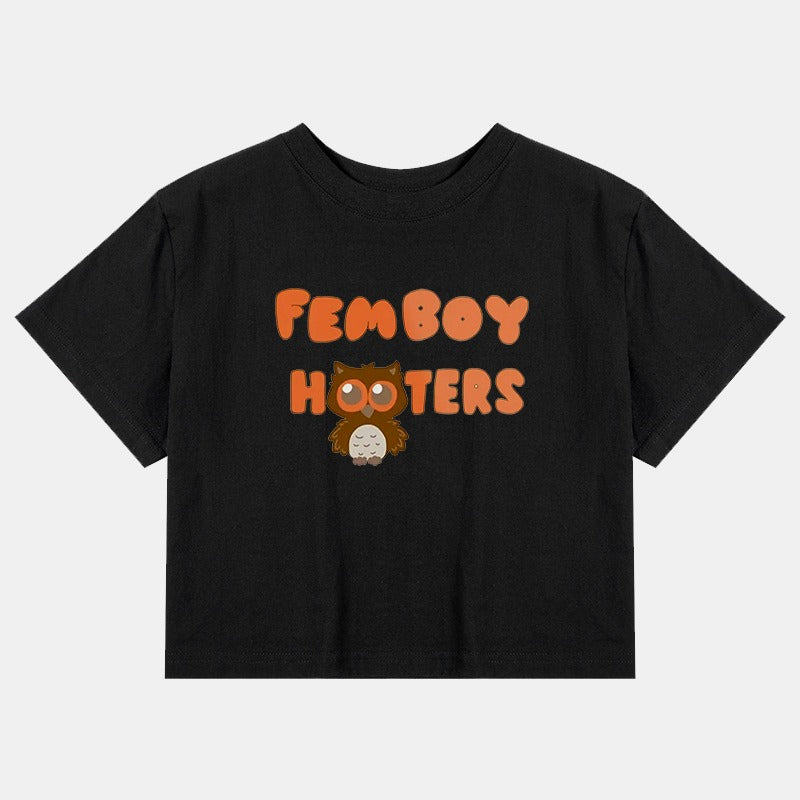 Femboy Hooters Crop Shirt in black