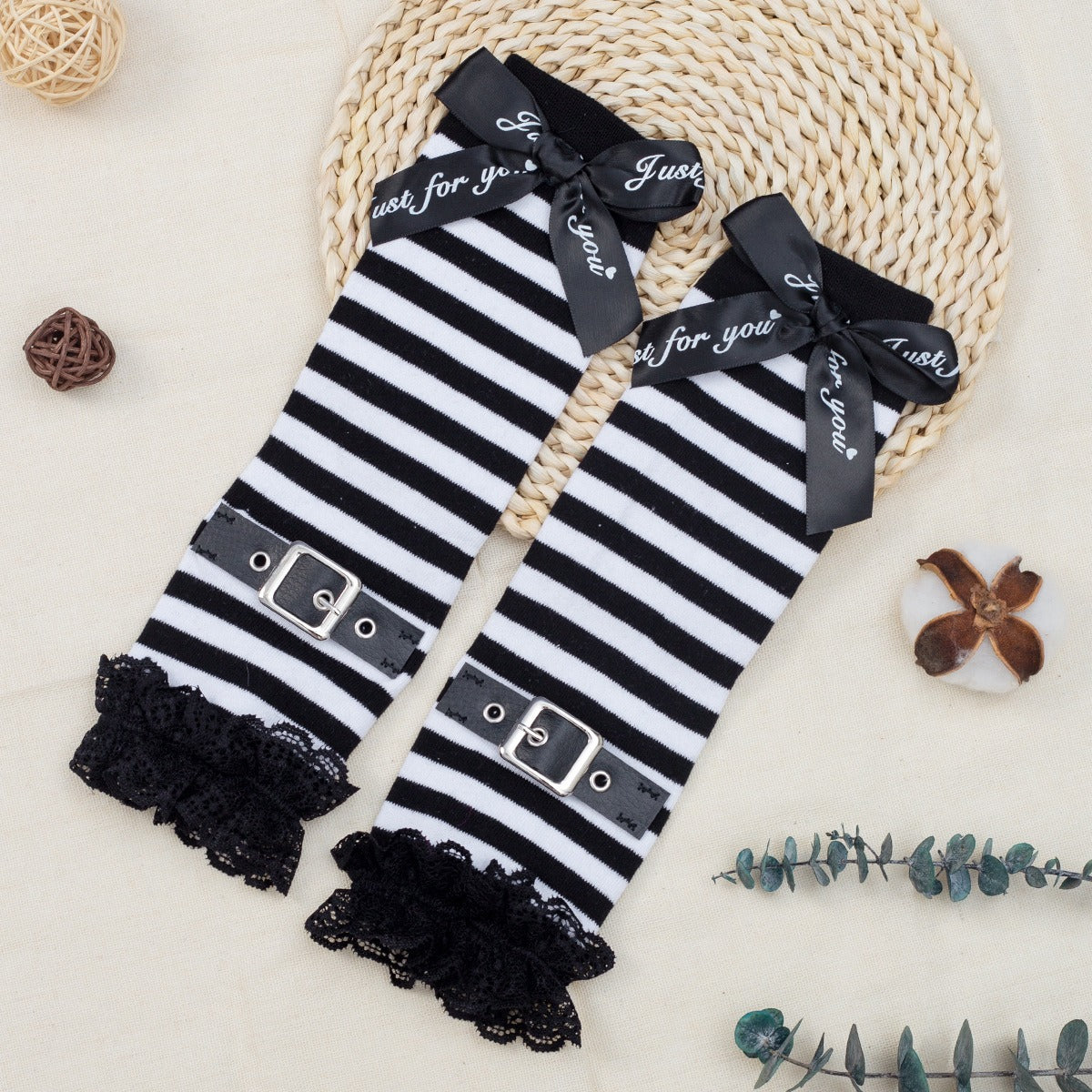 Black And White Stripe Lace Arm Warmer