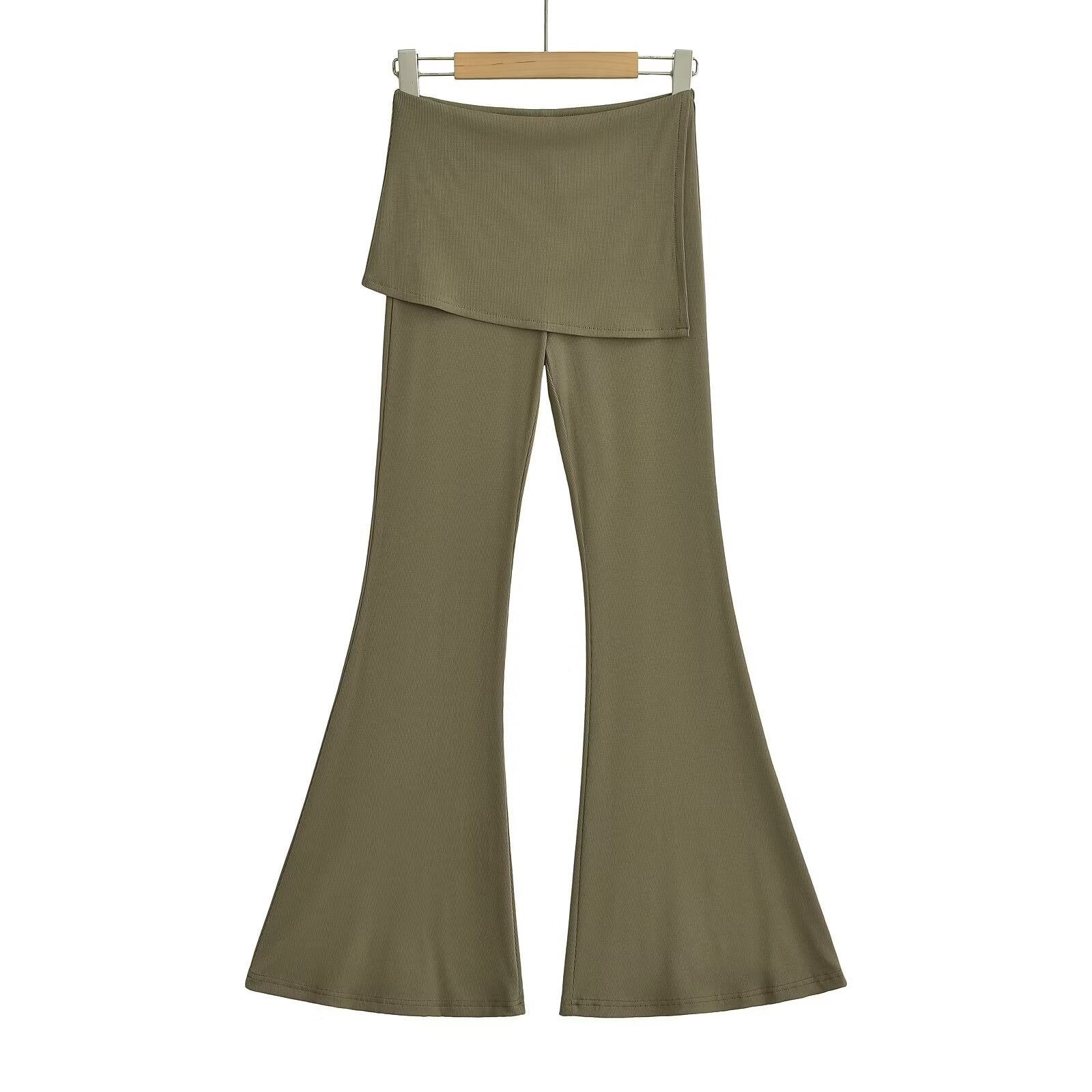 Flip Waist Elastic Flare Pants