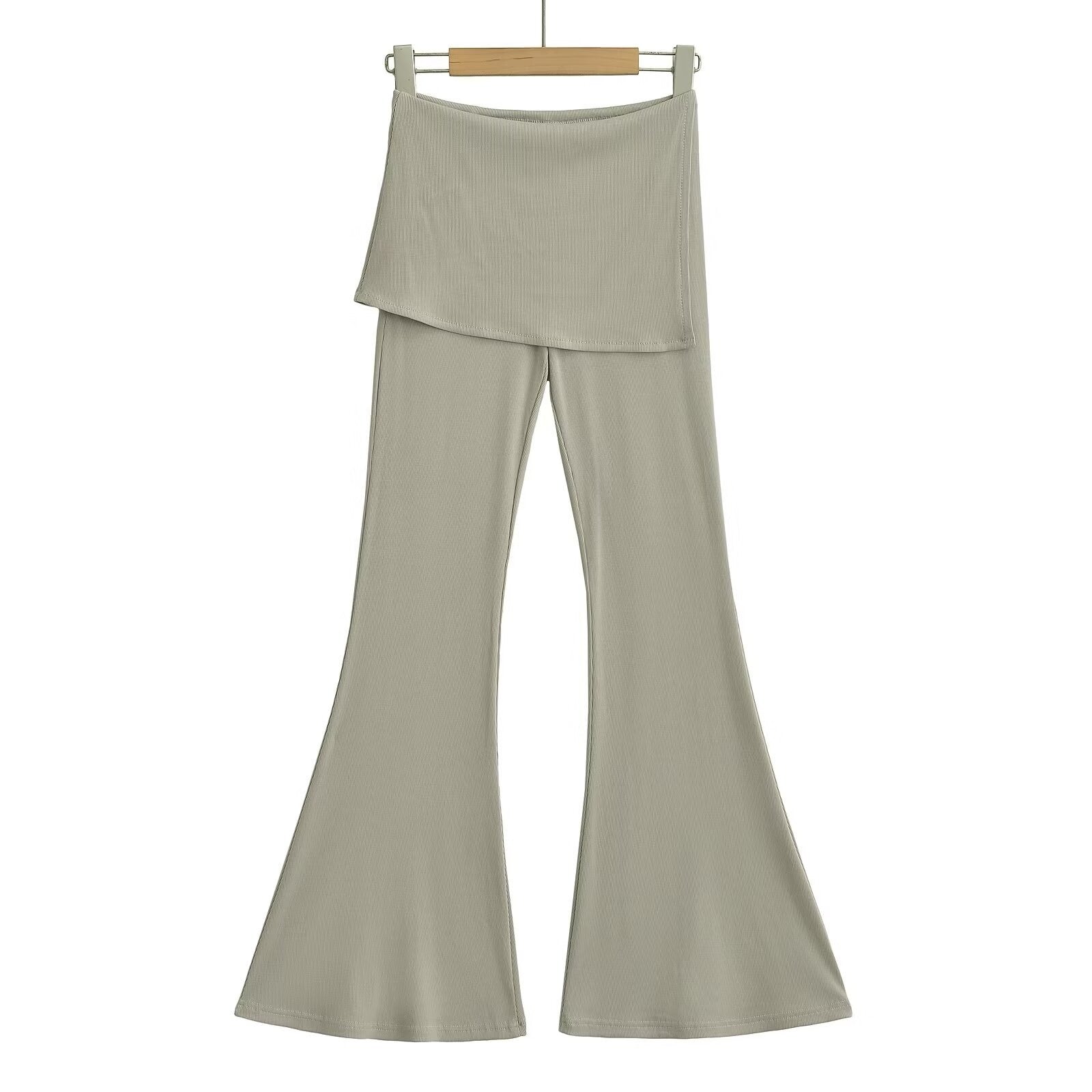 Flip Waist Elastic Flare Pants