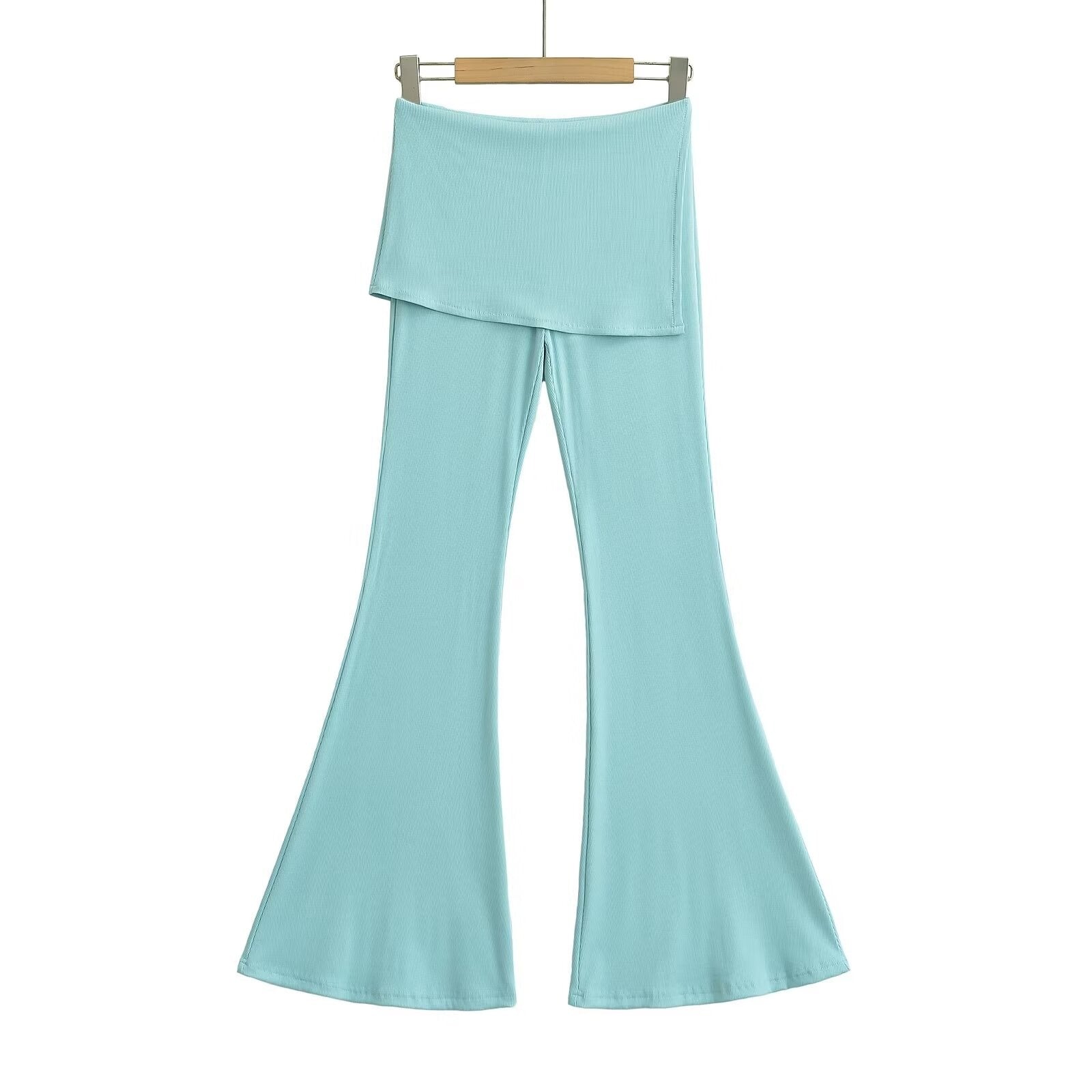 Flip Waist Elastic Flare Pants