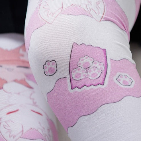 Fox Donut Thigh High Socks