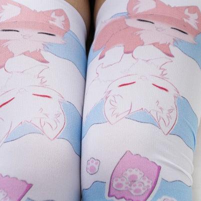 Fox Donut Thigh High Socks