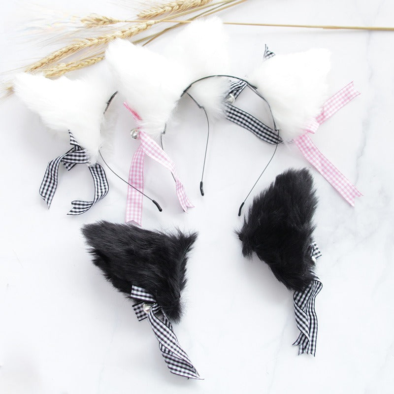 Furry Cat Ears Knotted Headband