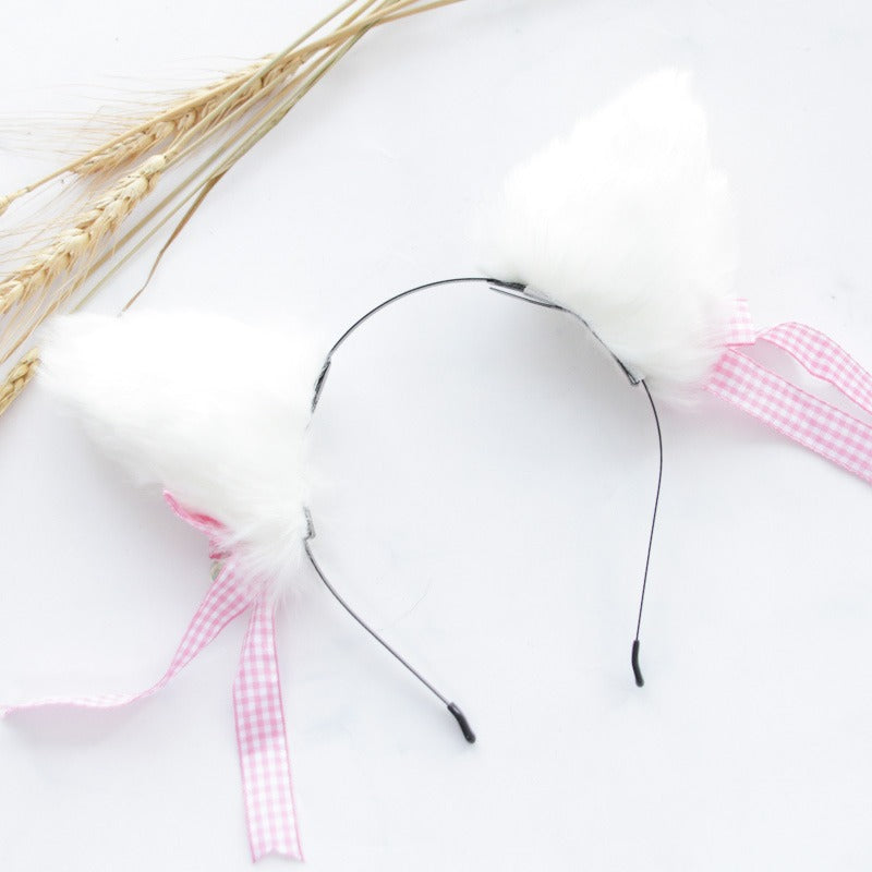 Furry Cat Ears Knotted Headband