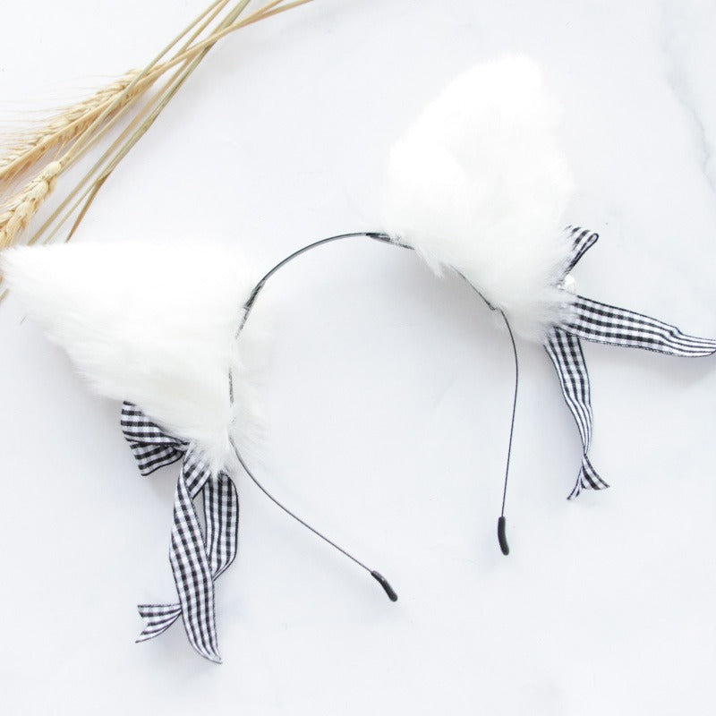 Furry Cat Ears Knotted Headband