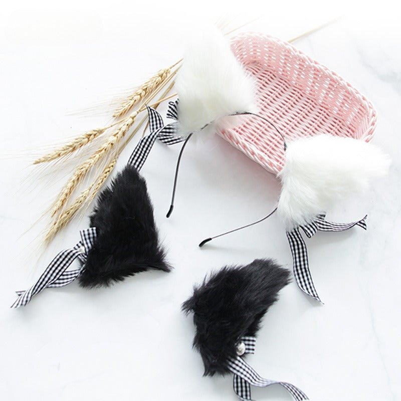 Furry Cat Ears Knotted Headband