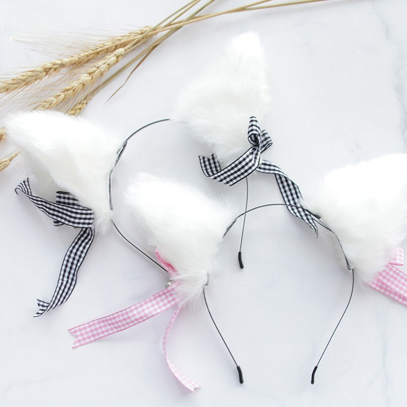 Furry Cat Ears Knotted Headband