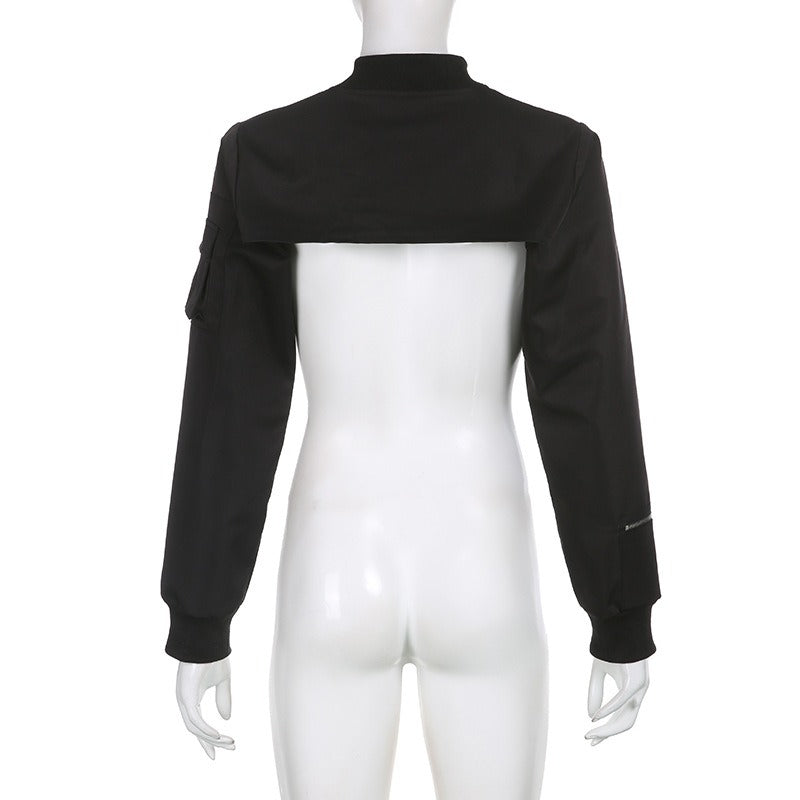 Gothic Cargo Crop Top Femboy Jacket