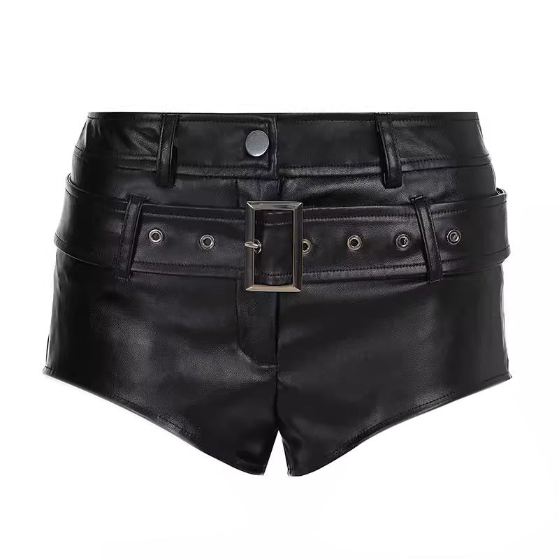 Gothic Leather Shorts with Belt