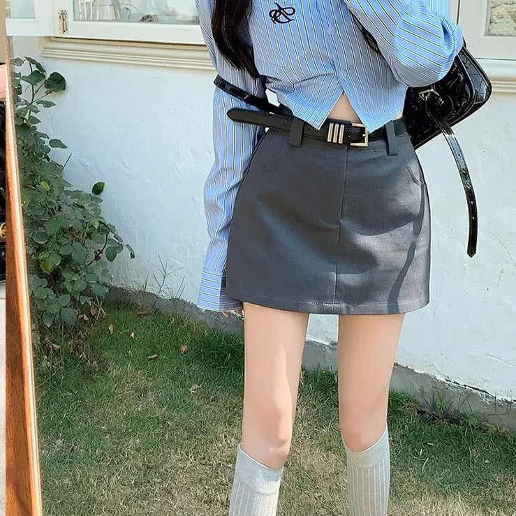 Gray Femboy Suit Skirt Plus Size