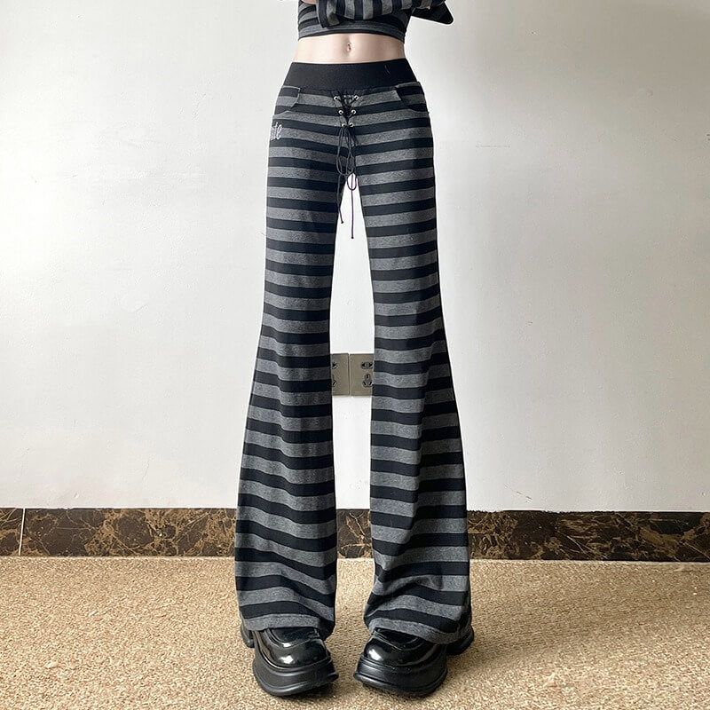 Gray Stripe Femboy Casual Pants