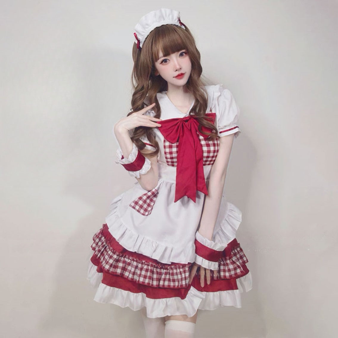 Lolita Plaid Maid Dress Set