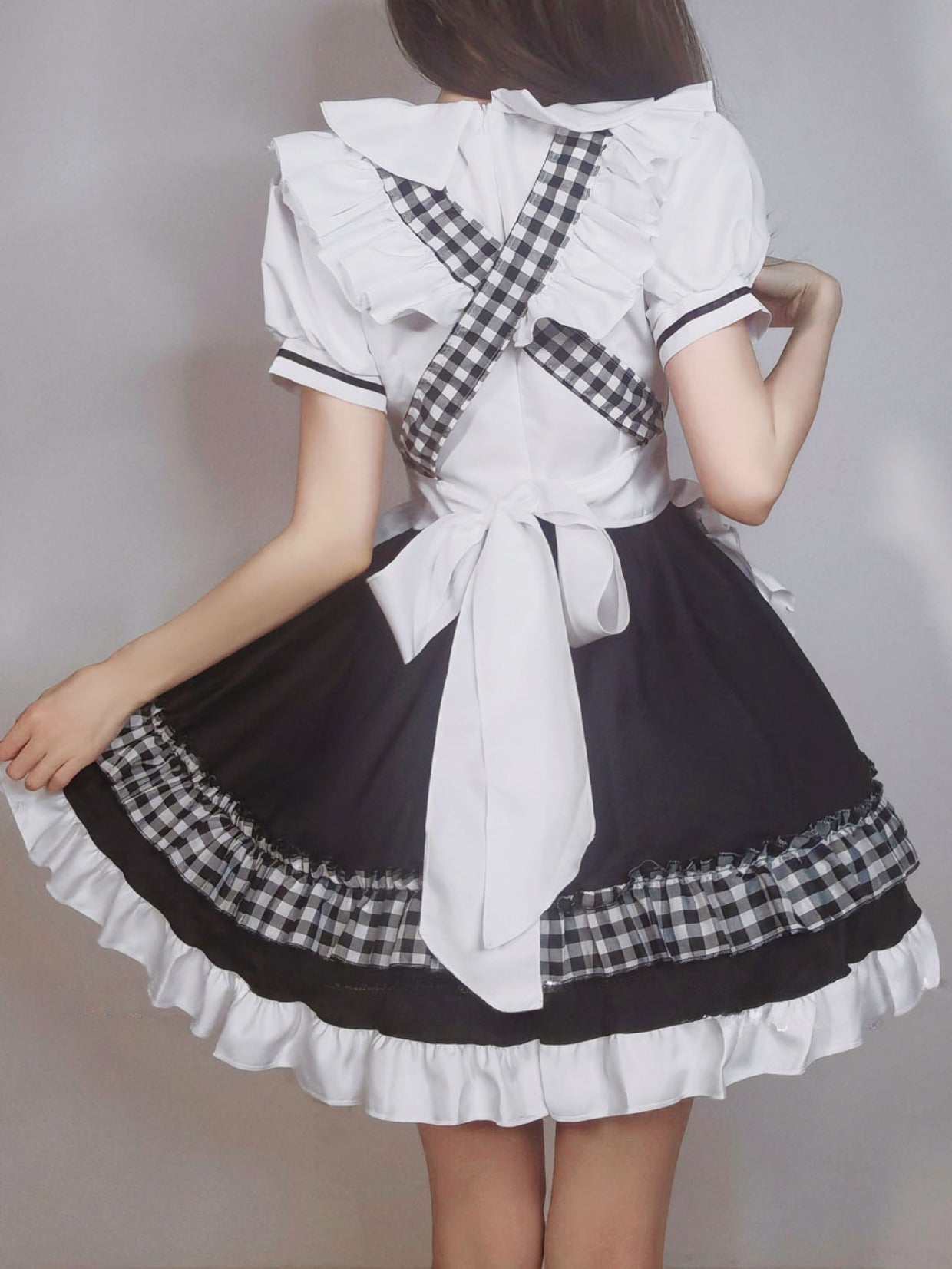 Lolita Plaid Maid Dress Set