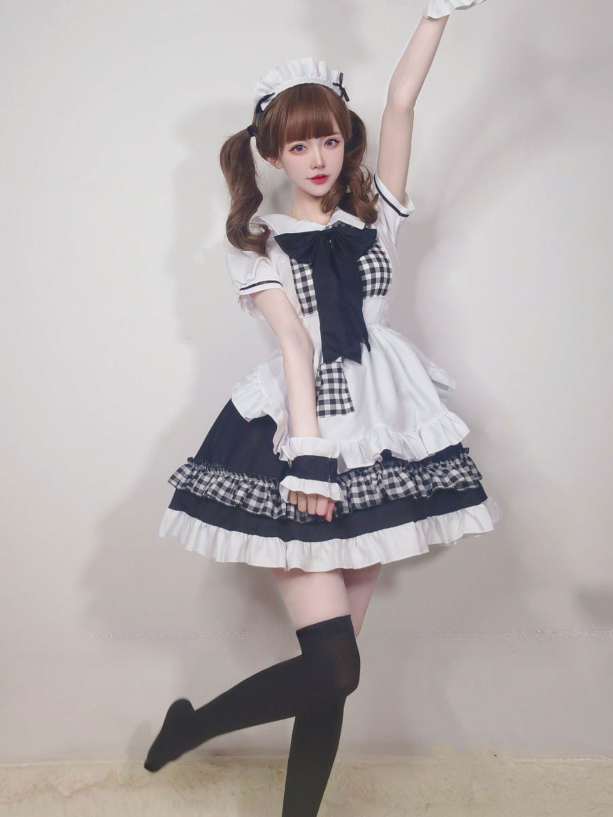 Lolita Plaid Maid Dress Set