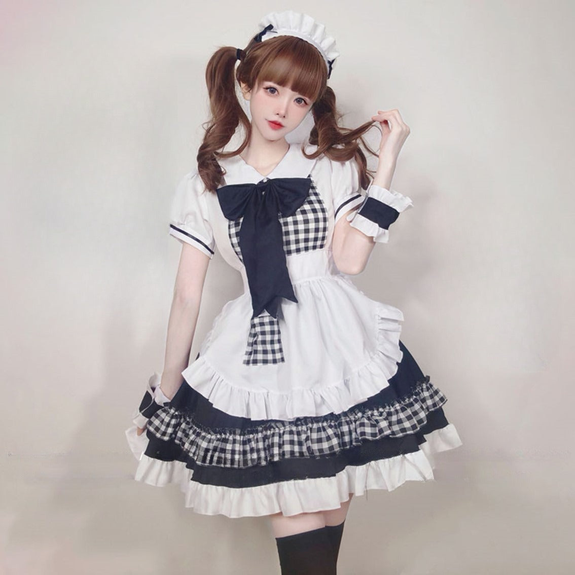 Lolita Plaid Maid Dress Set